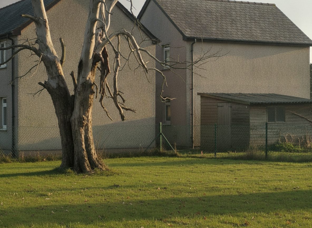 Avant les travaux : abattage d'un arbre mort près d'une maison (photo d'illustration)