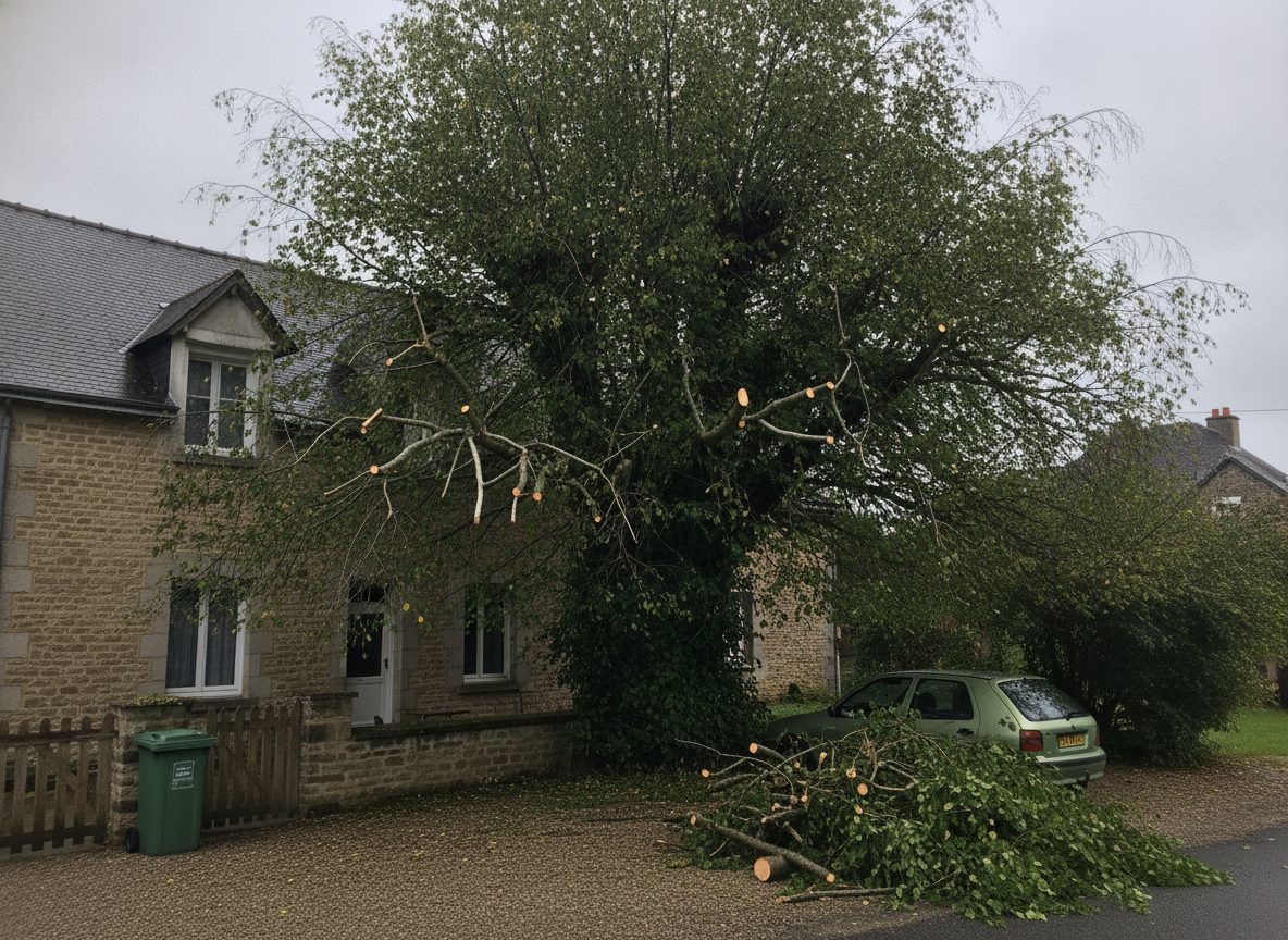 Après les travaux : allègement d'une couronne trop dense près d'une maison (photo d'illustration)