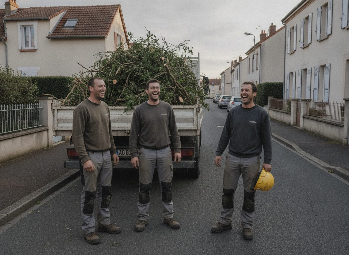 Une équipe d'élagueurs devant son camion plateau (photo d'illustration)